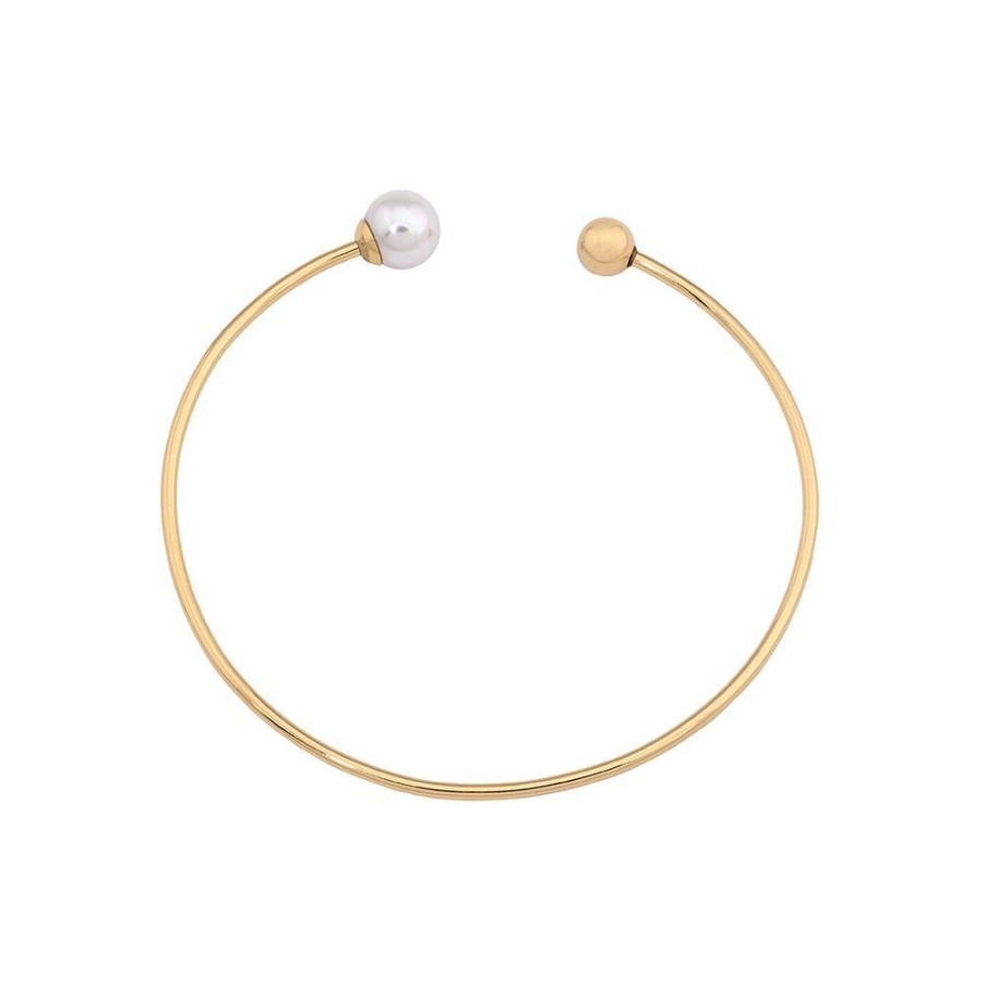 MAJORICA Gold Plated Large Bracelet Aura With White Pearl | Bangle Bracelets