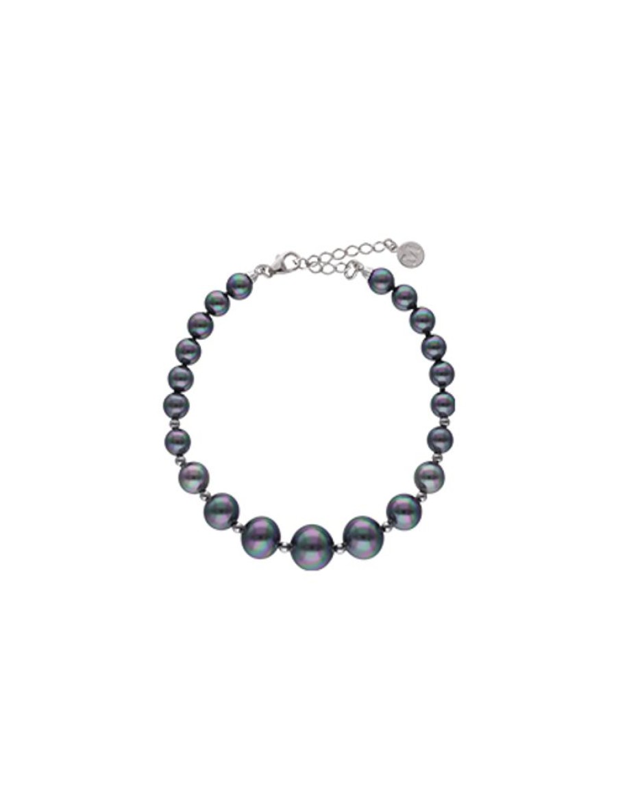 MAJORICA Silver Bracelet Lyra With 6/10Mm Gray Pearls | Silver Bracelets