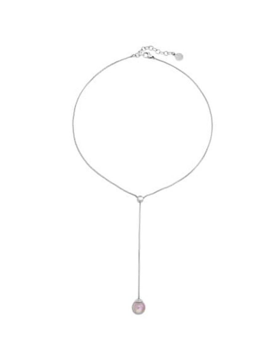 MAJORICA Adjustable Steel Necklace Aura With Nuage Pearl | Pearl Chain Necklaces