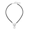 MAJORICA Sicilia Leather Necklace With A Silver Knot And A Round Pearl | Leather Necklaces