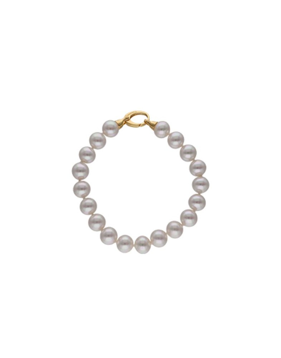 MAJORICA Gold-Plated Silver Bracelet With 10Mm White Pearls Lyra | Golden Bracelets