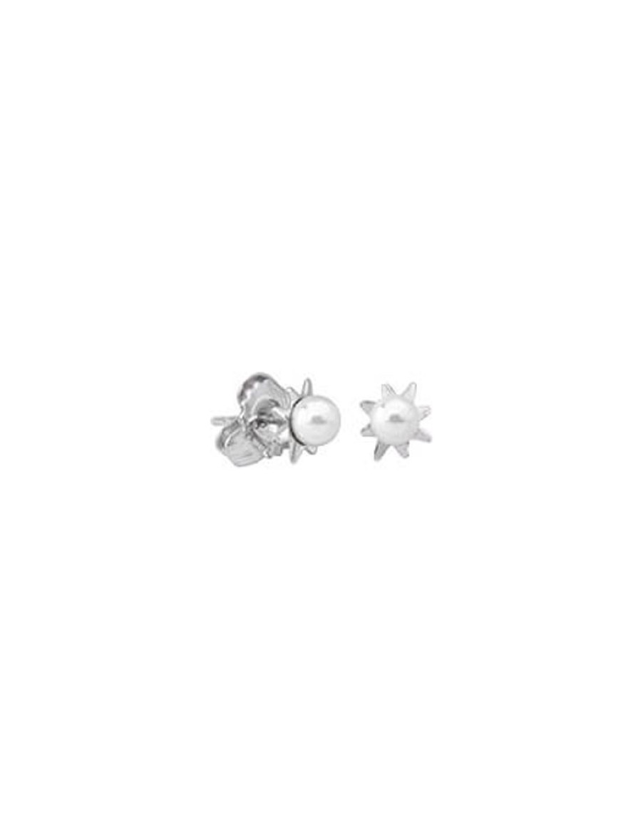 MAJORICA Earrings Cies Silver Mini Flower With 4Mm White Pearl | Short Earrings