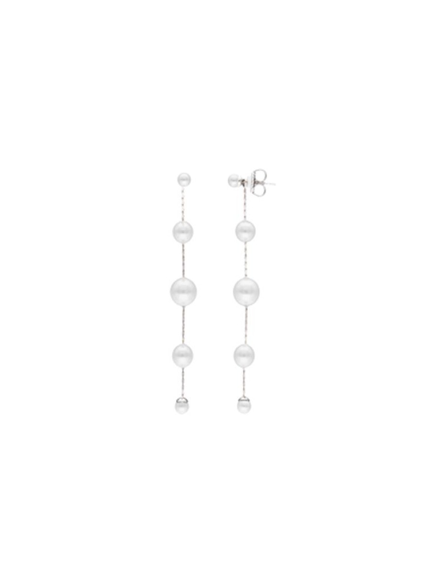 MAJORICA Long Dangle Earrings With Round Pearls | Pearl Drop Earrings