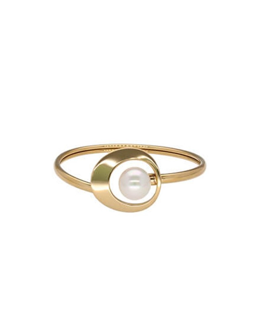 MAJORICA Petra Bangle In Gold Steel With White Pearl | Bangle Bracelets