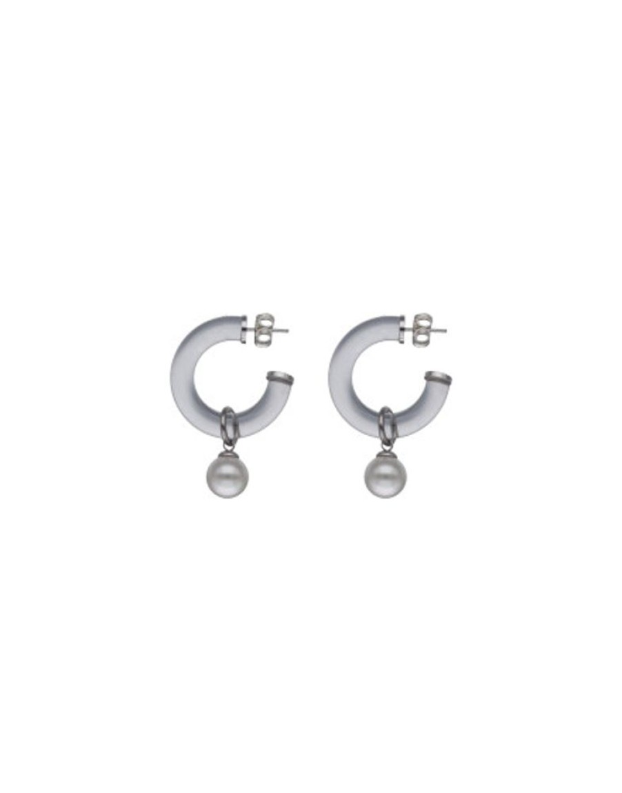 MAJORICA Ayla Silver Earrings In High-Resistance Glass | Pearl Hoop Earrings