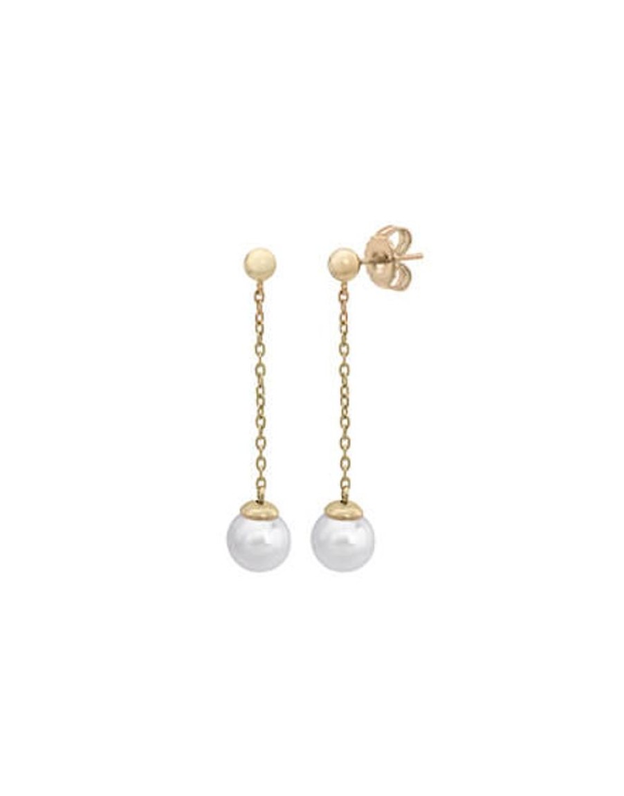 MAJORICA Earrings Ilusion Gold Plated With 8Mm White Pearl | Pearl Drop Earrings