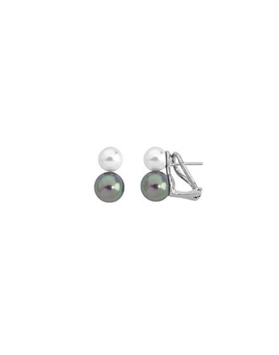 MAJORICA Earrings Nuit White And Gray Pearls | Short Earrings