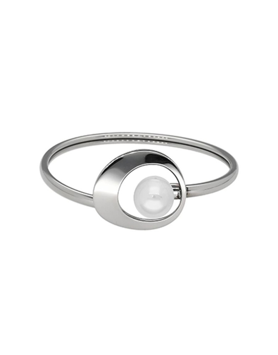 MAJORICA Petra Bangle In Steel And White Pearl | Bangle Bracelets