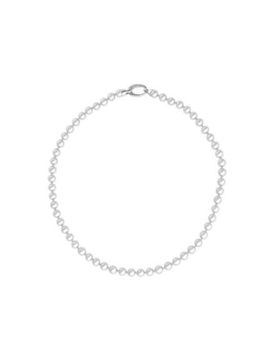 MAJORICA Silver Necklace Lyra 6Mm White Pearls 40Cm | Long Pearl Necklaces