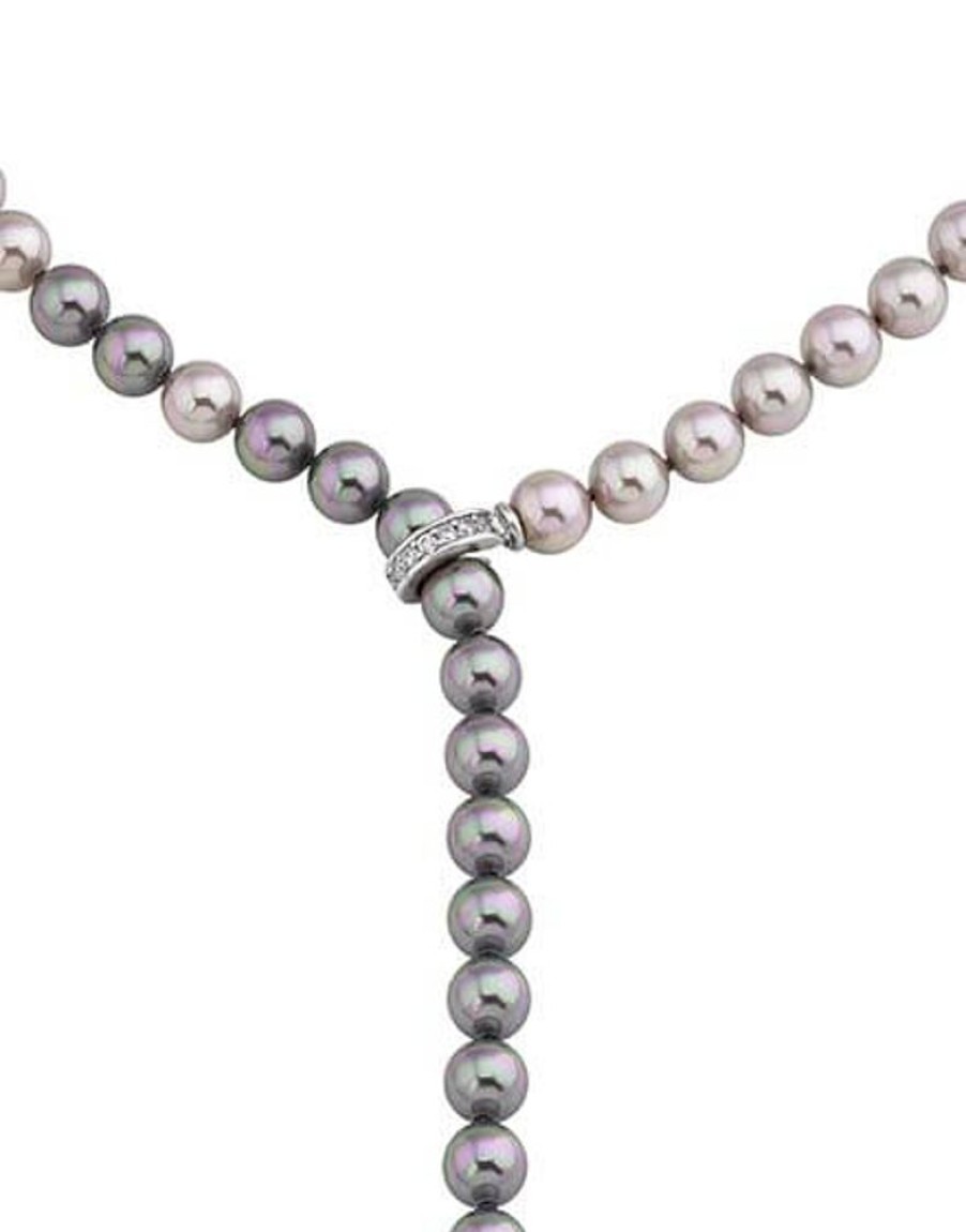 MAJORICA Silver Necklace Lyra With 8Mm Gray And Nuage Pearls 50Cm | Long Pearl Necklaces