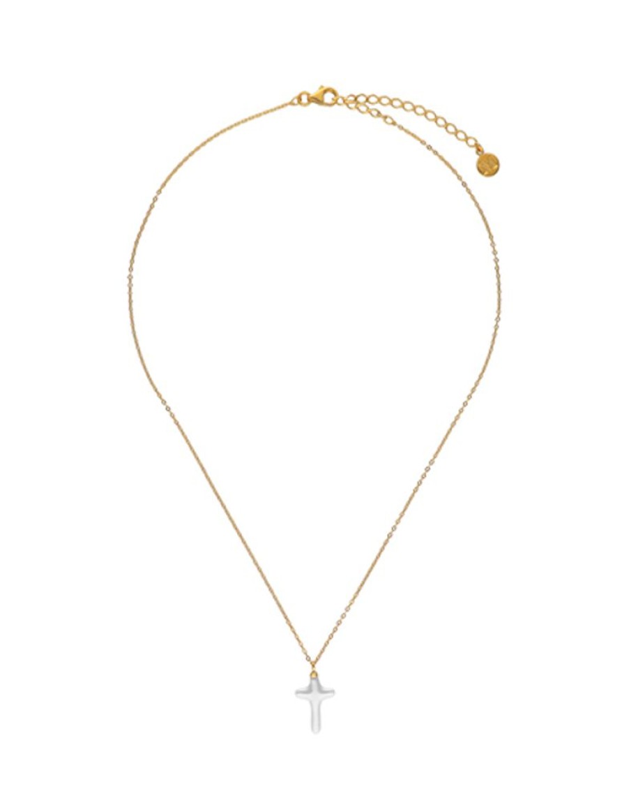 MAJORICA Caelum Communion Necklace With Pearl Cross | Gold Necklaces