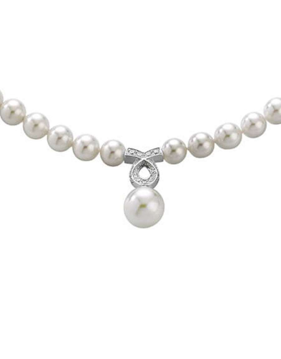 MAJORICA Silver Pearl Necklace Lilit With Zircons 8Mm 43Cm | Pearl Chokers