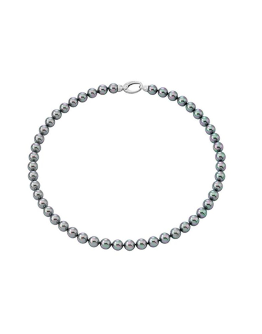 MAJORICA Silver Lyra Necklace Gray Pearls 10Mm 45Cm | Long Pearl Necklaces